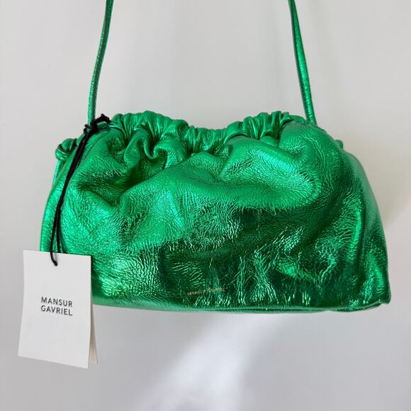 Mansur Gavriel Women's Mini Cloud Metallic Leather Clutch In Grass - Picture 4 of 7